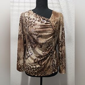 Leopard Print Sexy Ruched Women's Top Size XL EUC